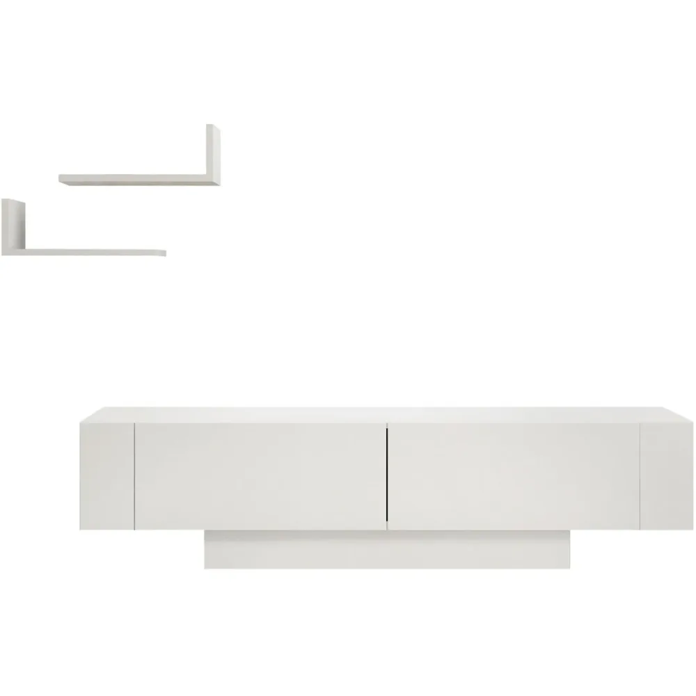TV-Möbel Yasam Weiss Holzwerkstoff 41.6 cm 150 cm 31.5 cm - Material: Melaminbeschichtete Spanplatte - TV-Möbel