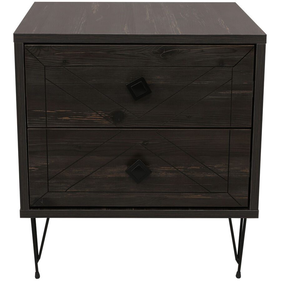 Nachttisch Uyumak Braun Holzwerkstoff 44 cm - Farbe: Dunkelbraun - Material: Melaminbeschichtete Spanplatte - Nachttisch