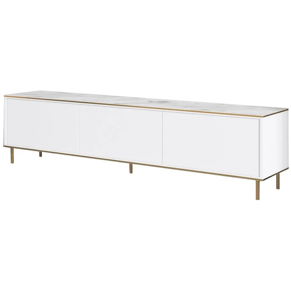 TV-Möbel Yasam Weiss Holzwerkstoff 190 cm 10 cm 40 cm - Material: Melaminbeschichtete Spanplatte - TV-Möbel