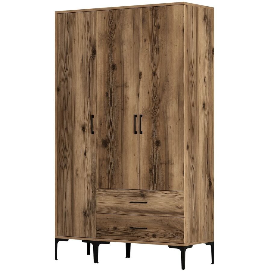 Kleiderschrank Uyumak Braun Holzwerkstoff 189 cm 55 cm 44 cm - Farbe: Walnuss - Material: Melamin - Kleiderschrank