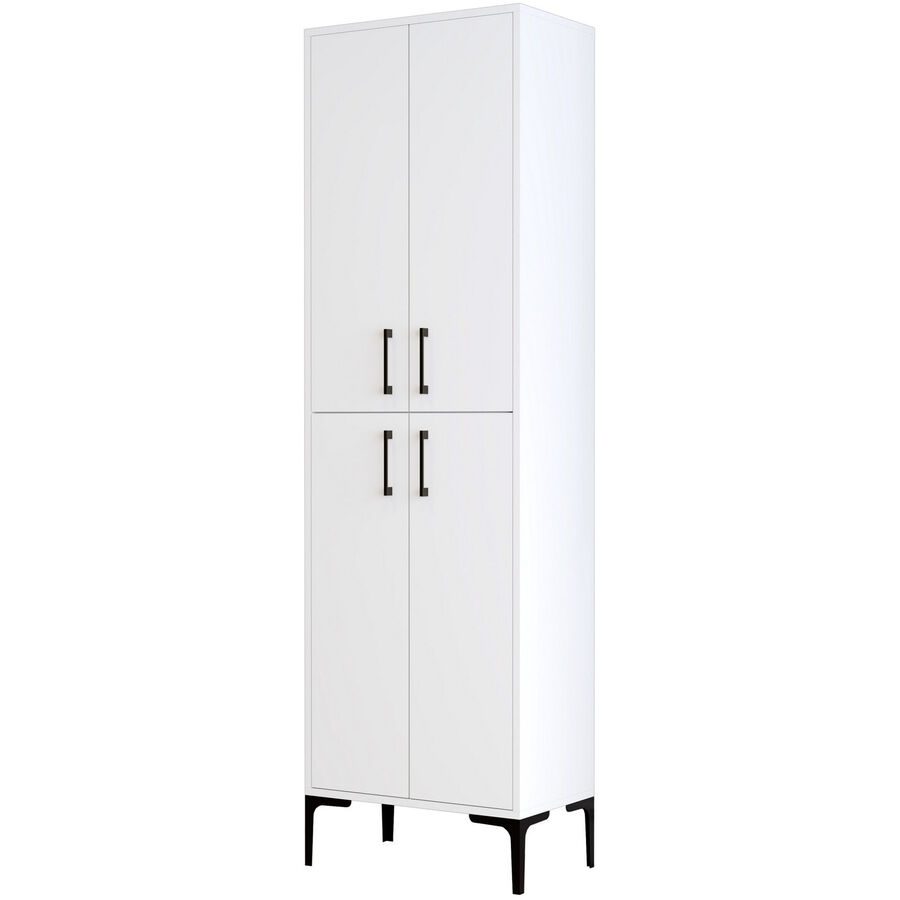 Schrank Yemek Weiss Holzwerkstoff/Kunstharz 60 cm 200 cm - Material: Melaminbeschichtete Spanplatte - Schrank