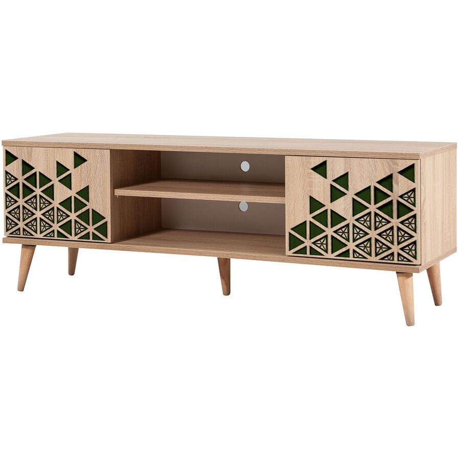 TV-Möbel Yasam Braun Holzwerkstoff 148 cm 30 cm 41 cm - Farbe: eiche - Material: Melaminbeschichtete Spanplatte - TV-Möbel