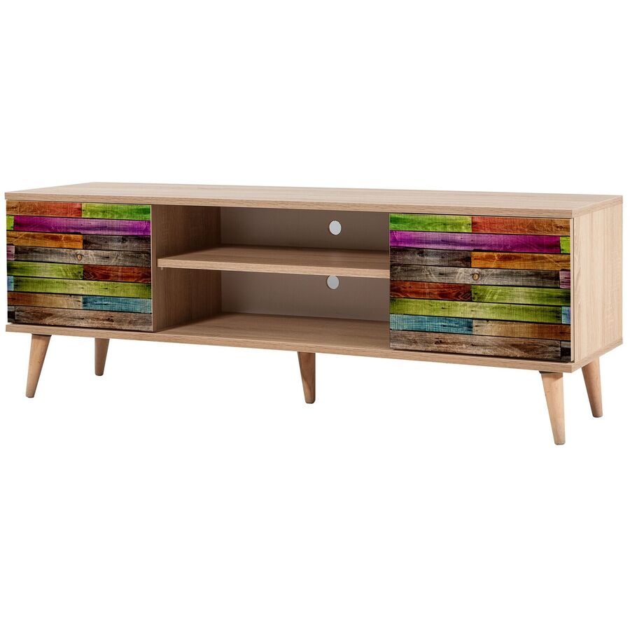 TV-Möbel Yasam Mehrfarbig Holzwerkstoff 148 cm 30 cm 41 cm - Farbe: bunt - Material: Melaminbeschichtete Spanplatte - TV-Möbel