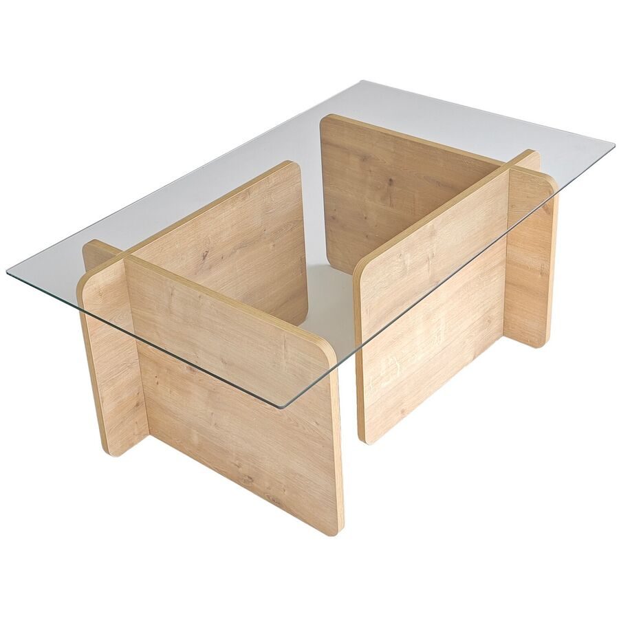 Salontisch Yasam Blau/Braun/Transparent Holzwerkstoff 105 cm - Farbe: saphir - Material: Melaminbeschichtete Spanplatte - Salontisch