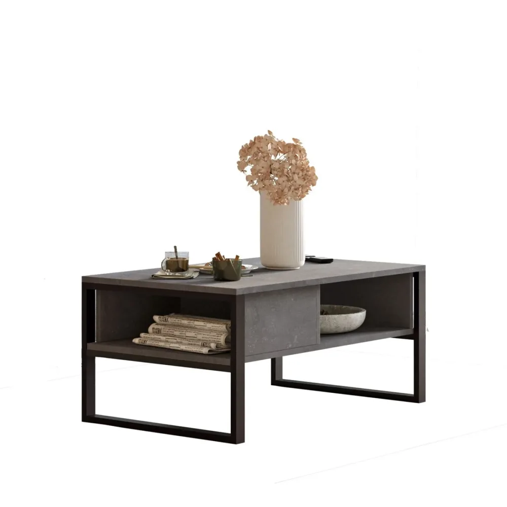 Salontisch Yasam Silber Holzwerkstoff 44.4 cm - Material: Melaminbeschichtete Spanplatte - Salontisch