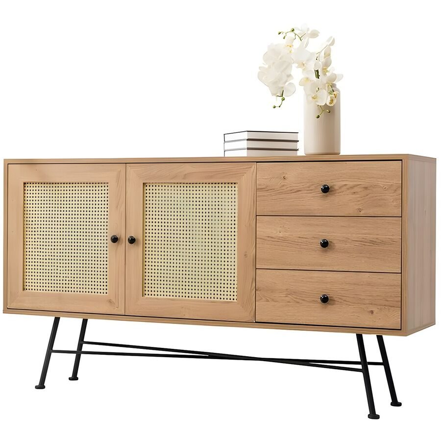 Konsole Yemek Braun Holzwerkstoff 160 cm - Farbe: natur - Material: 100% Melaminbeschichtete Spanplatte - Konsole