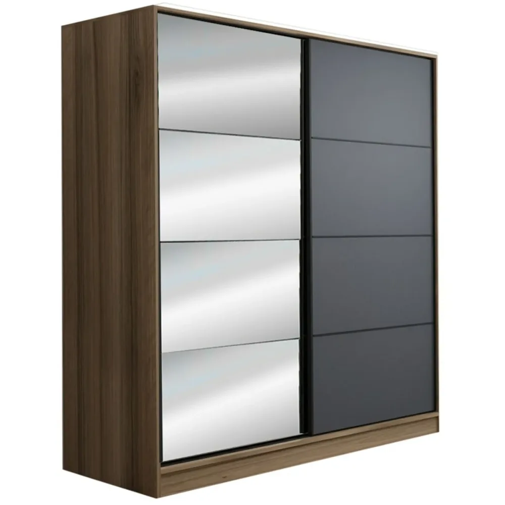 Kleiderschrank Uyumak Braun Holzwerkstoff 232 cm 69 cm 55 cm - Farbe: natur - Material: Melamin - Kleiderschrank