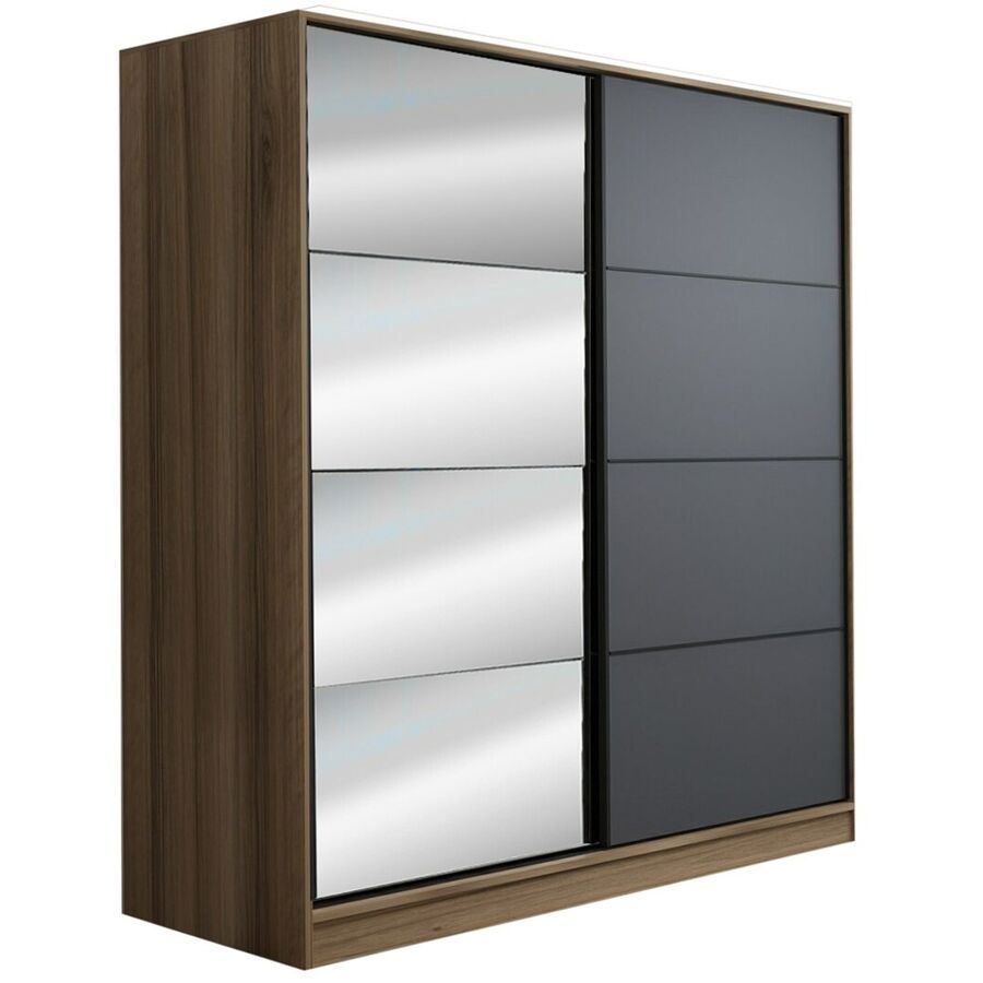 Kleiderschrank Uyumak Braun Holzwerkstoff 232 cm 69 cm 55 cm - Farbe: natur - Material: Melamin - Kleiderschrank