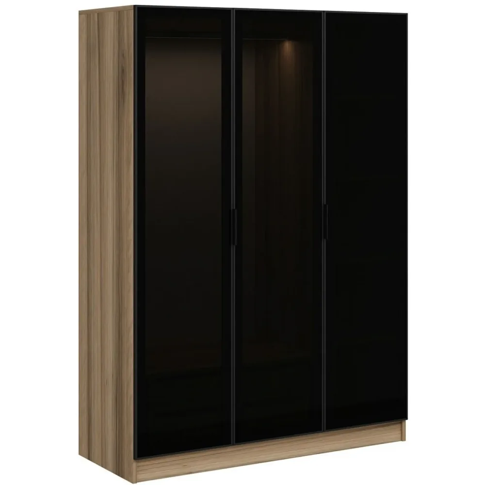 Kleiderschrank Uyumak Grau Holzwerkstoff 218 cm 60 cm 30 cm - Farbe: Dunkelgrau - Material: Melamin - Kleiderschrank
