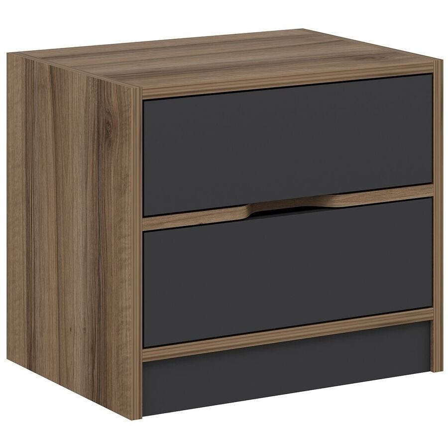 Nachttisch Uyumak Braun Holzwerkstoff 49 cm - Farbe: Walnuss - Material: Melaminbeschichtete Spanplatte - Nachttisch