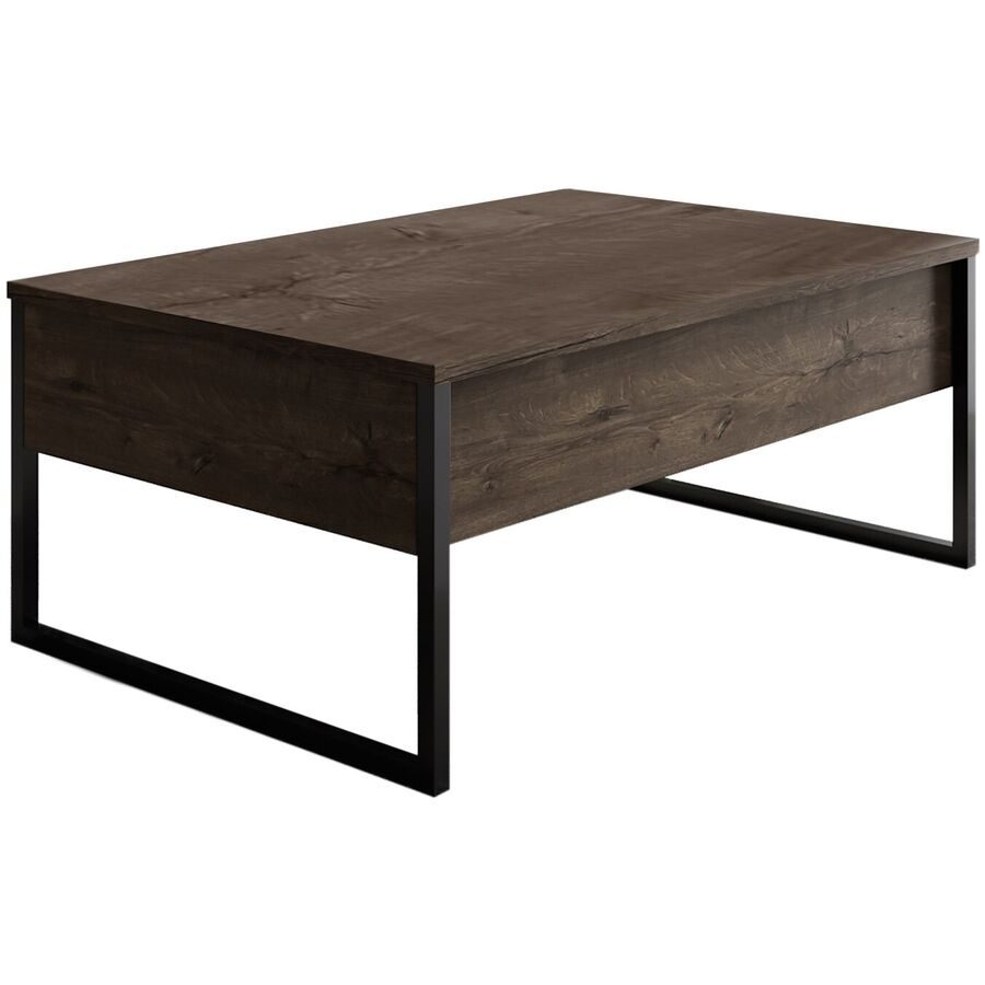 Salontisch Yasam Braun/Schwarz Holzwerkstoff 90 cm - Farbe: Walnuss, schwarz - Material: Melamin - Salontisch