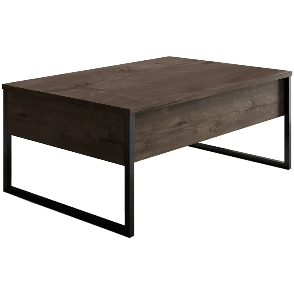 Salontisch Yasam Braun/Schwarz Holzwerkstoff 90 cm - Farbe: Walnuss, schwarz - Material: Melamin - Salontisch