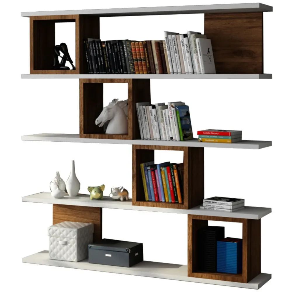 Bücherregal Yemek Weiss Holzwerkstoff/Kunststoff 119.9 cm 120 cm - Material: Melaninbeschichtete Mischholz (Spanplatte) - Bücherregal