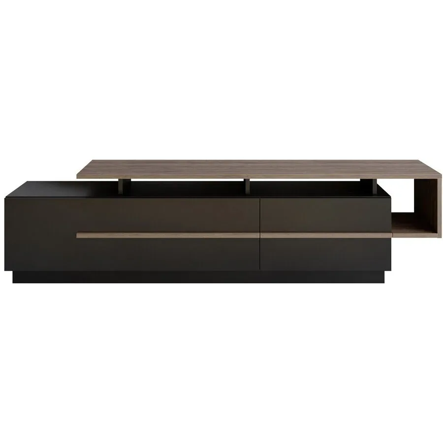 TV-Möbel Yasam Schwarz Holzwerkstoff 46.4 cm 180 cm 38.9 cm - Material: Melaminbeschichtete Spanplatte - TV-Möbel