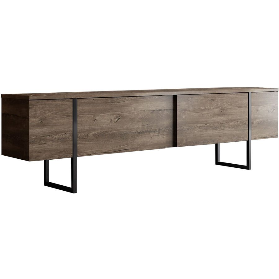 TV-Möbel Yasam Braun Holzwerkstoff 50 cm 180 cm 30 cm - Farbe: Walnuss - Material: Melaminbeschichtete Spanplatte - TV-Möbel