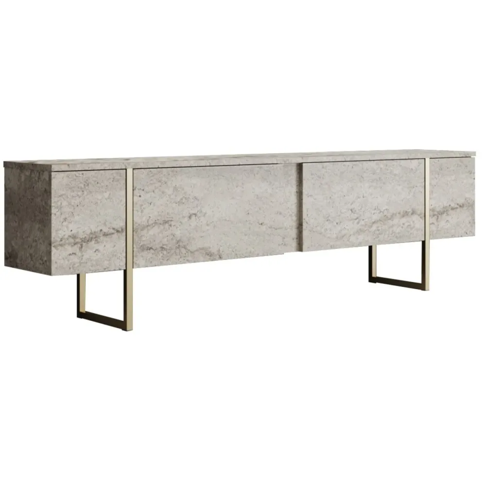 TV-Möbel Yasam Beige Holzwerkstoff 180 cm 50 cm 30 cm - Material: Melaminbeschichtete Spanplatte - TV-Möbel