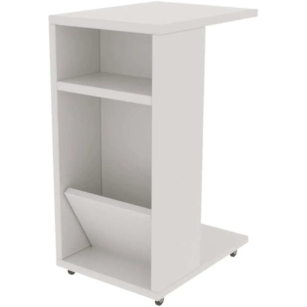Beistelltisch Yasam Weiss Kunststoff 63 cm Rollbar - Material: Melamin - Beistelltisch