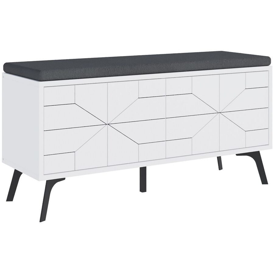 Schuhschrank Yemek Weiss Holzwerkstoff 107 cm 35 cm - Material: Melaminbeschichtete Spanplatte - Schuhschrank