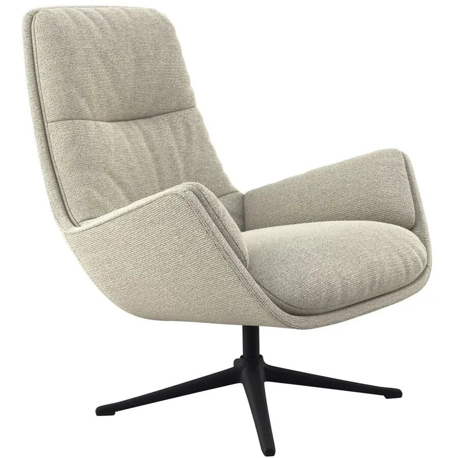 Sessel Halani Beige/Grau Stoff/Polyester 93 cm 84 cm Drehbar - Farbe: Natural - Sessel