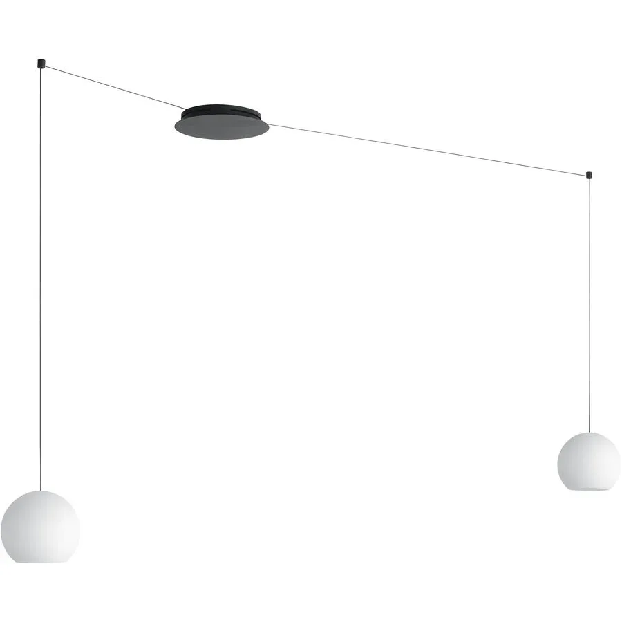 Designer-Pendellampe Bankamp Globe schwarz 2 D 19 cm - LED - Lichtfarbe: Extra warmweiss - Material: Aluminium/Acryl - Designer-Pendellampe- LED