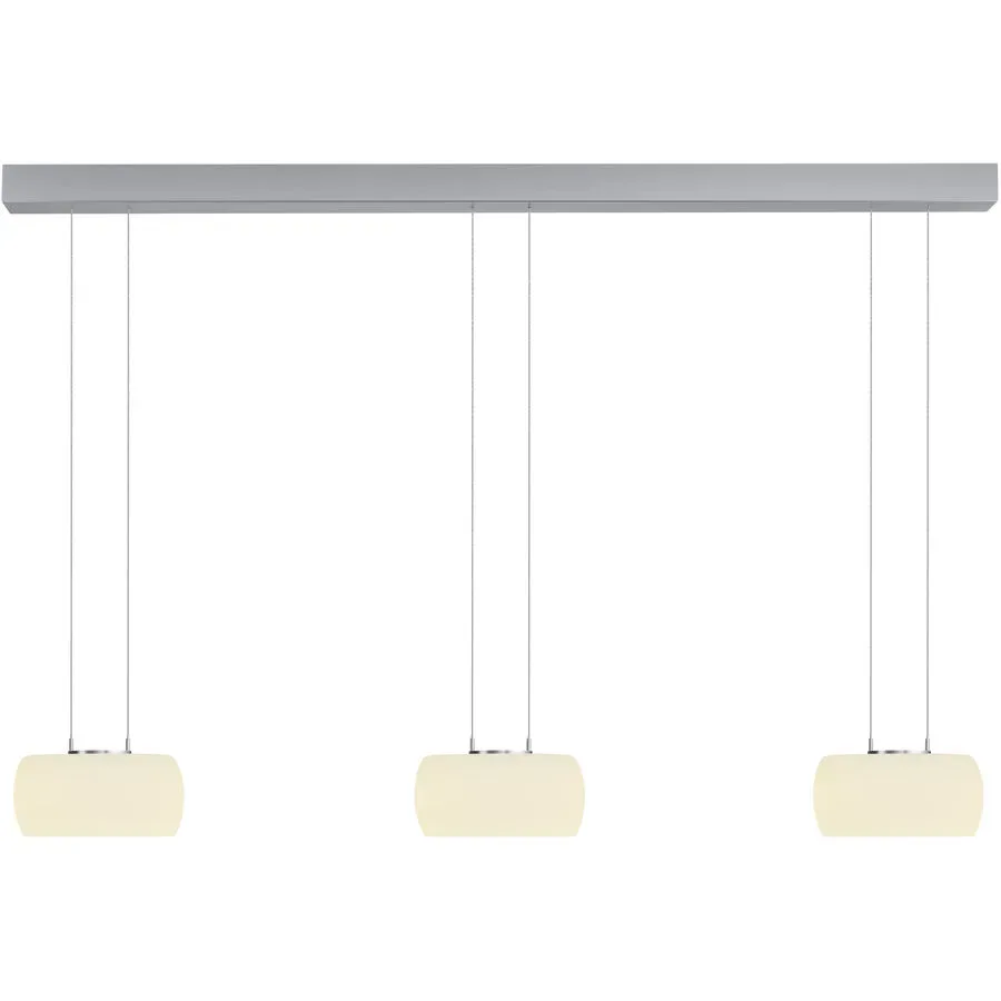 Designer-Pendellampe Bankamp Bold aluminium matt 3-flammig - LED - Lichtfarbe: Extra warmweiss - Material: Aluminium/Acryl - Designer-Pendellampe- LED
