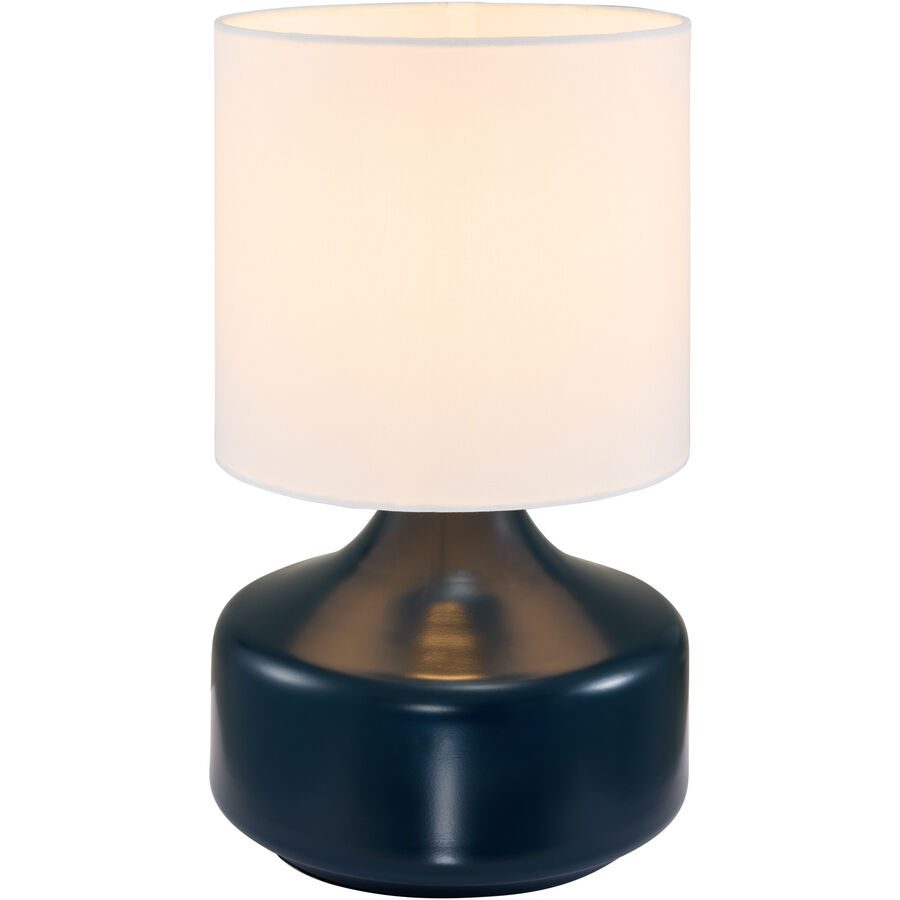 Tischlampe Nil Metall/Stoff blau glänzend Ø 20cm E27 - Tischlampe