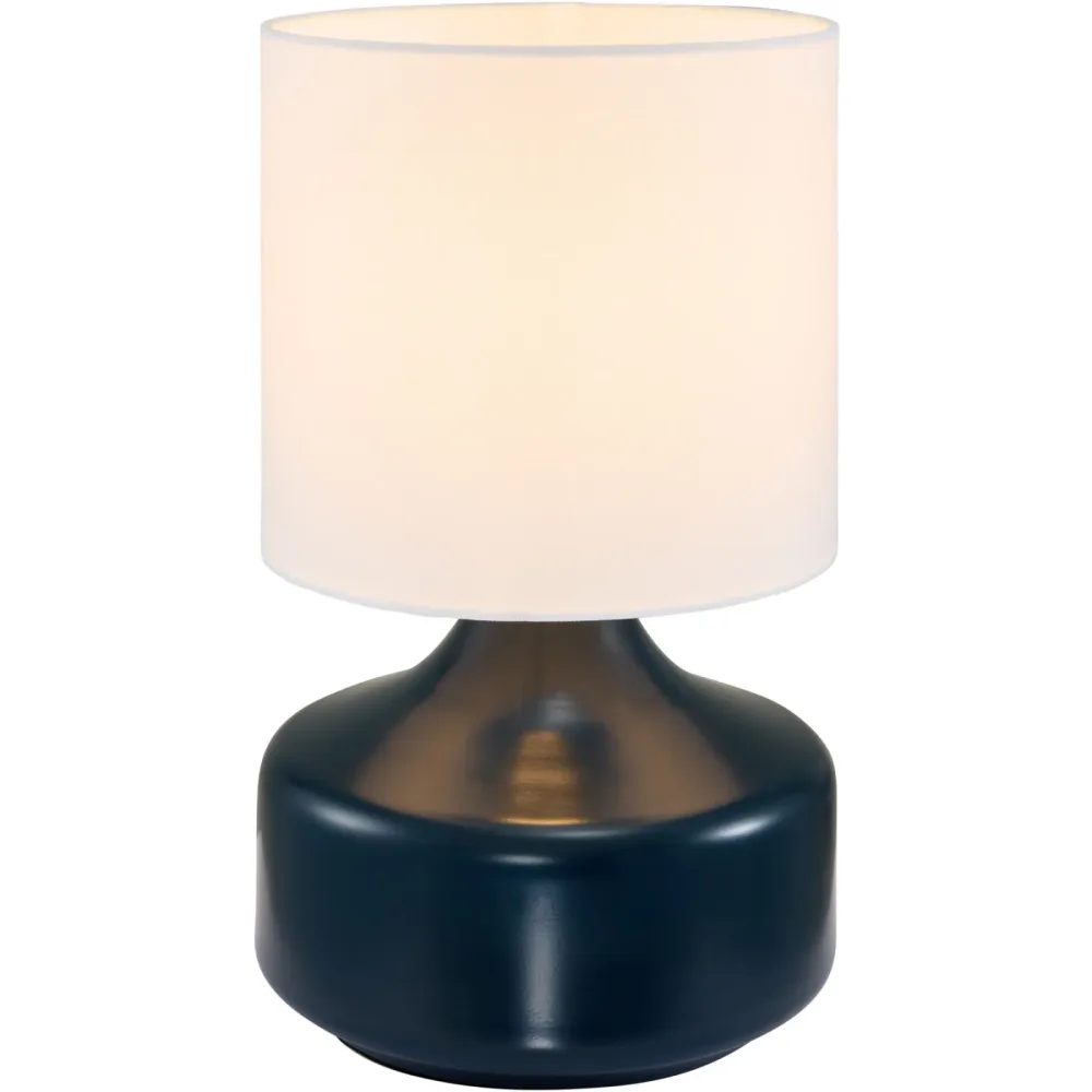 Tischlampe Nil Metall/Stoff blau glänzend Ø 20cm E27 - Tischlampe