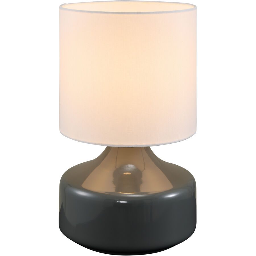 Tischlampe Nil Metall/Stoff grau glänzend Ø 20cm E27 - Tischlampe