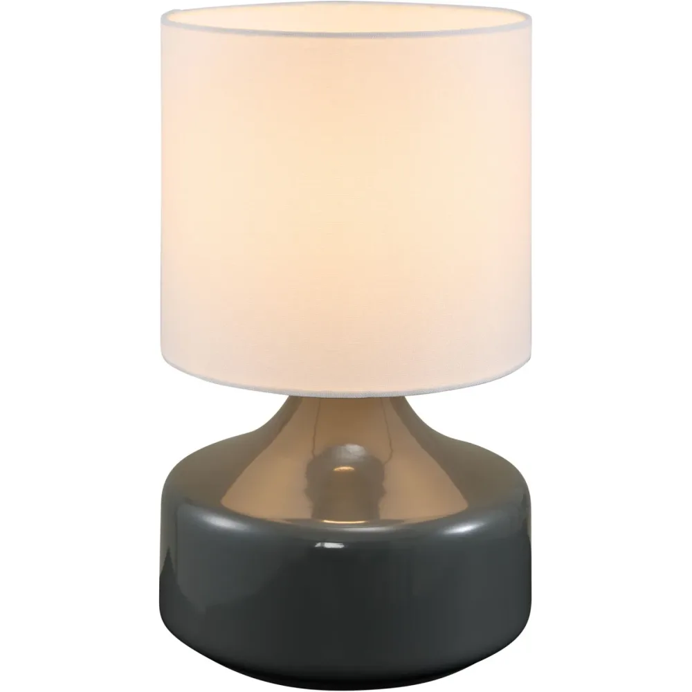 Tischlampe Nil Metall/Stoff grau glänzend Ø 20cm E27 - Tischlampe