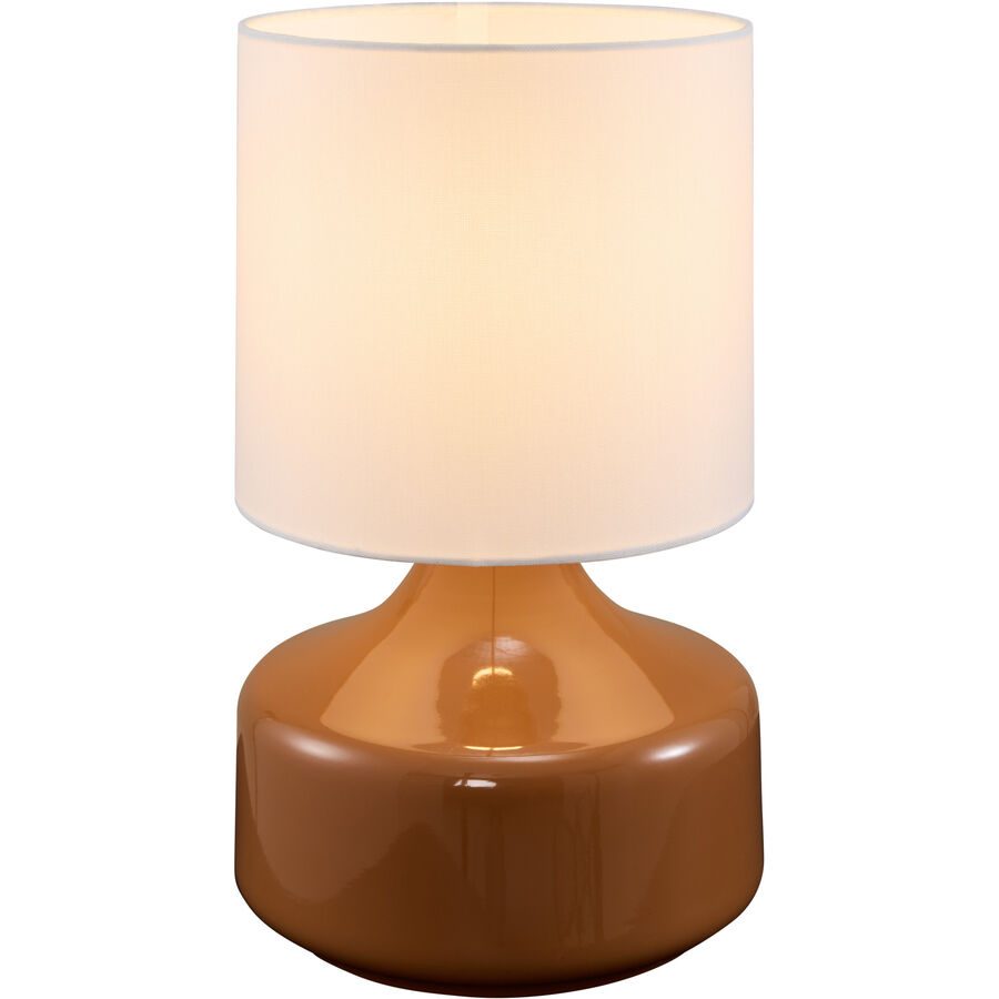 Tischlampe Nil Metall/Stoff braun glänzend Ø 20cm E27 - Tischlampe