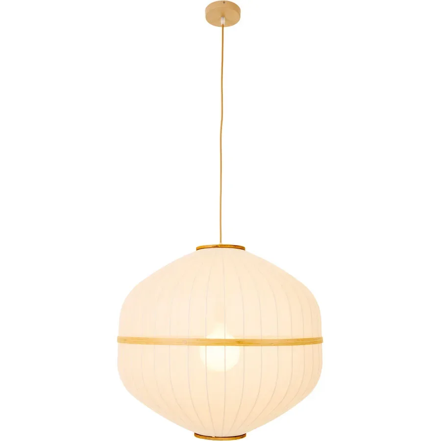 Pendellampe Seoul Weiss Holz/Leinen weiss Ø 62cm E27