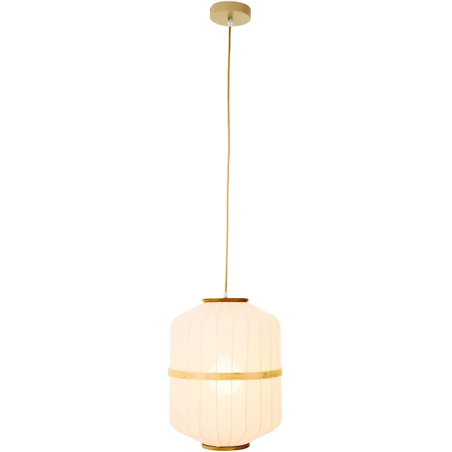 Pendellampe Seoul Holz/Leinen weiss Ø 30cm E27