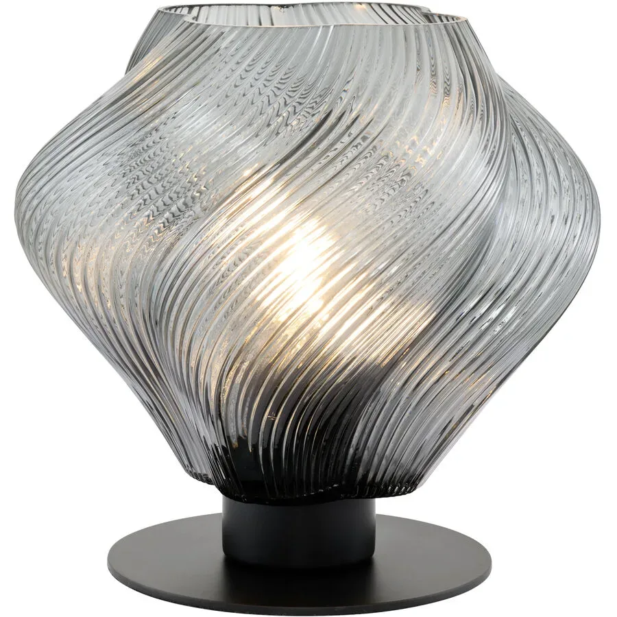 Tischlampe Miray Glas/Metall rauchgrau 6W LED E27 - Farbe: rauchgrau/schwarz - LED- LED Energiesparlampe