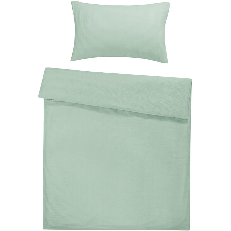 Flair Bettwäschegarnitur Seersucker Grün Stoff 200 cm - Farbe: Mint Green - Material: 100% Baumwolle - Bettwäschegarnitur