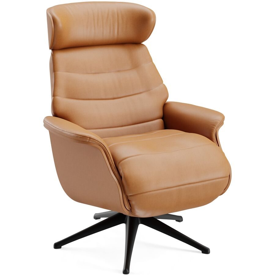 Relaxsessel Cam Braun Leder 83 cm 88 cm - Farbe: Nature - 0720 Cognac - Möbel Konfigurator: Traummöbel individuell zusammenstellen - Relaxsessel