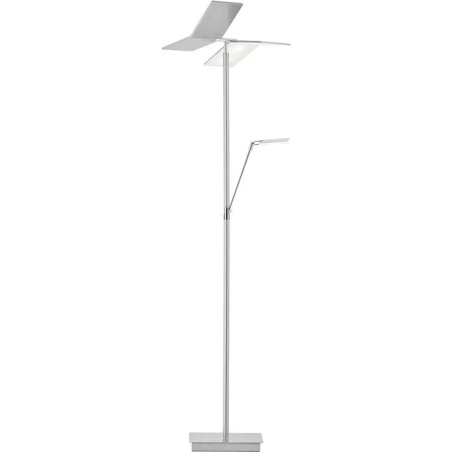 Leselampe Marliana Nickel matt mit Chrom Acryl 8000 lm Dimmbar H 180 cm - LED - Lichtfarbe: Warmweiss - Kaltes Tagesweiss- LED Energiesparlampe