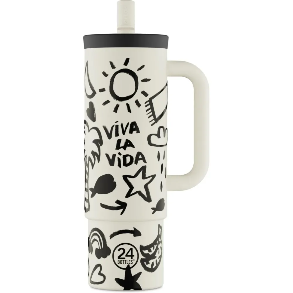 Thermobecher 24 Bottles Weiss Edelstahl 23.5 cm - Farbe: Viva ka Vida - Thermobecher