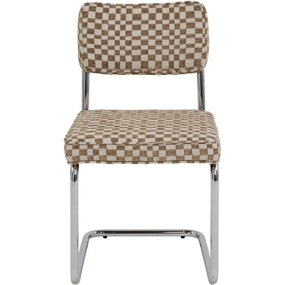 Freischwingerstuhl Santini Beige Polyester/Metall 57 cm - Farbe: beige / chrom - Material: 100% Polyester - Freischwingerstuhl