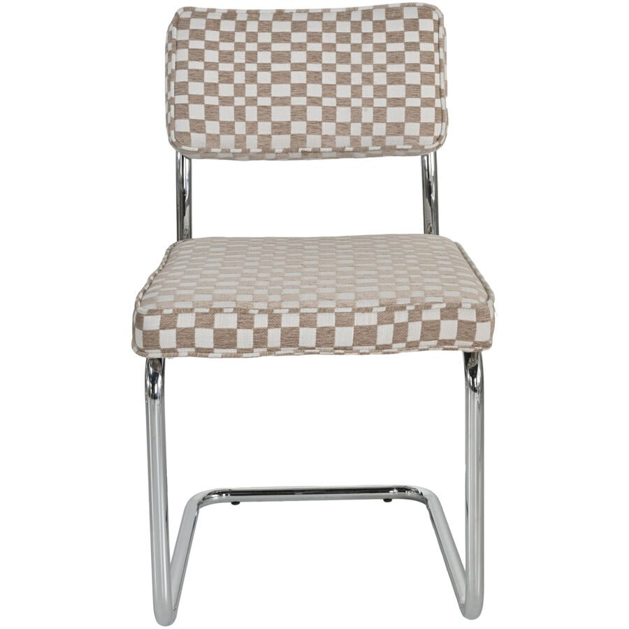 Freischwingerstuhl Santini Beige Polyester/Metall 57 cm - Farbe: beige / chrom - Material: 100% Polyester - Freischwingerstuhl