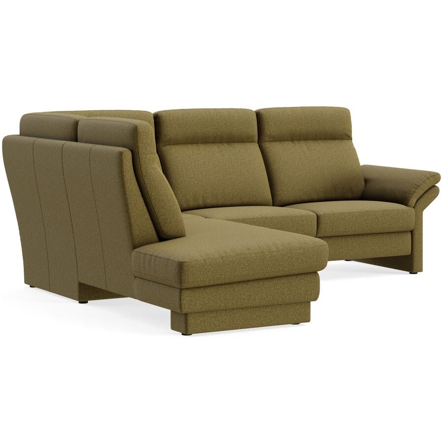 Ecksofa Albula Grün Stoff 250 cm 215 cm - Farbe: Cosmopolitan messing - Material: Echtstoff - Möbel Konfigurator: Traummöbel individuell