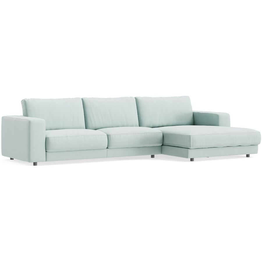 Ecksofa Ava Blau Stoff B 330 T 170 cm - Farbe: Aqua - Material: Bezug: 100% Polyester - Möbel Konfigurator: Traummöbel individuell zusammenstellen -