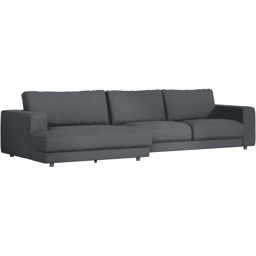 Ecksofa Ava Grau Stoff B 350 T 150 cm - Farbe: anthrazit - Material: Bezug: 100% Polyester - Möbel Konfigurator: Traummöbel individuell