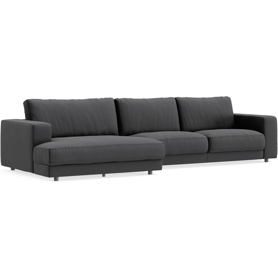 Ecksofa Ava Grau Stoff B 350 T 150 cm - Farbe: anthrazit - Material: Bezug: 98% Polyester, 2% Nylon - Möbel Konfigurator: Traummöbel individuell
