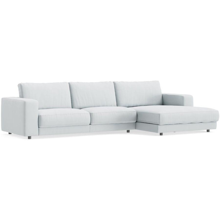 Ecksofa Ava Blau Stoff B 330 T 170 cm - Farbe: light blue - Material: Bezug: 100% Polyester - Möbel Konfigurator: Traummöbel individuell