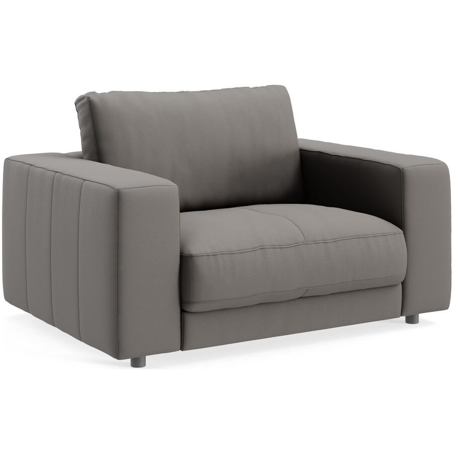 Sessel Ava Leder 140 cm 107 cm - Farbe: Grey - Material: Bezug: pigmentiertes Leder - Möbel Konfigurator: Traummöbel individuell zusammenstellen -