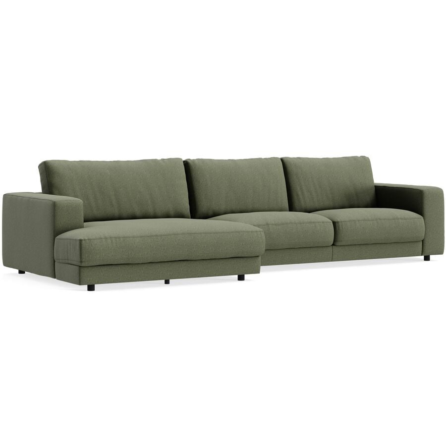 Ecksofa Ava Grün Stoff B 350 T 150 cm - Farbe: turtle - Material: Bezug: 100% Polyester - Möbel Konfigurator: Traummöbel individuell zusammenstellen -