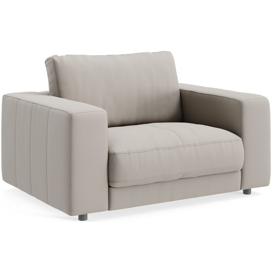 Sessel Ava Leder 140 cm 107 cm - Farbe: Light Grey - Material: Bezug: pigmentiertes Leder - Möbel Konfigurator: Traummöbel individuell zusammenstellen