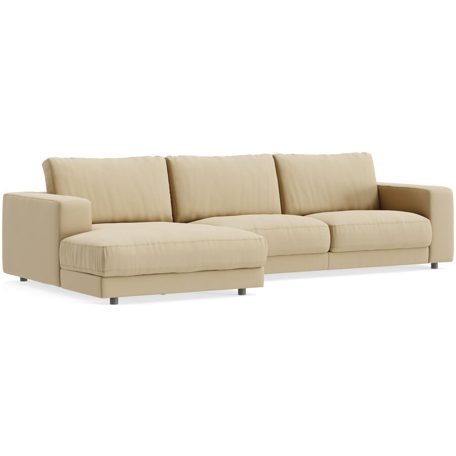 Ecksofa Ava Braun Stoff B 320 T 170 cm - Farbe: sand - Material: Bezug: 100% Polyester - Möbel Konfigurator: Traummöbel individuell zusammenstellen -