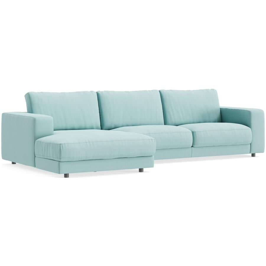 Ecksofa Ava Blau Stoff B 320 T 170 cm - Farbe: Ice blue - Material: Bezug: 100% Polyester - Möbel Konfigurator: Traummöbel individuell zusammenstellen