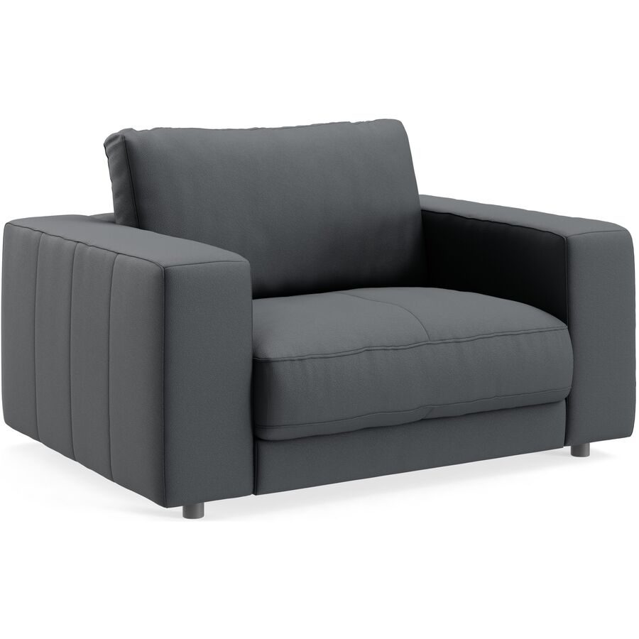 Sessel Ava Leder 140 cm 107 cm - Farbe: navy - Material: Bezug: pigmentiertes Leder - Möbel Konfigurator: Traummöbel individuell zusammenstellen -